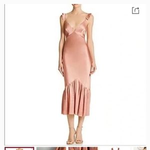 NWT SAYLOR Caitlin blush rose pink bias-cut satin midi dress small